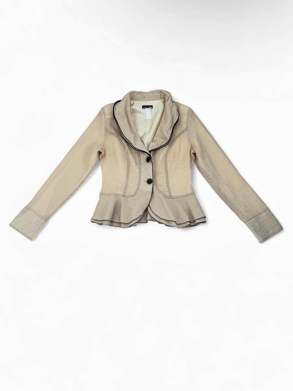 Vintage Design Today’s Cream Blazer with Black Trim (with shoulder pads) | Size